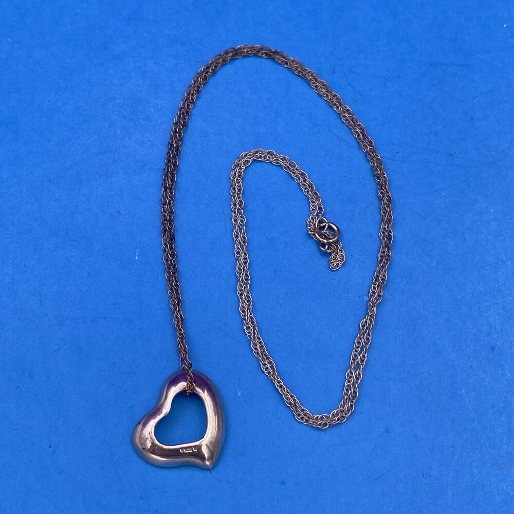 Vintage P. Ster 925 Sterling Silver Floating Heart Pendant & Sterling Chain